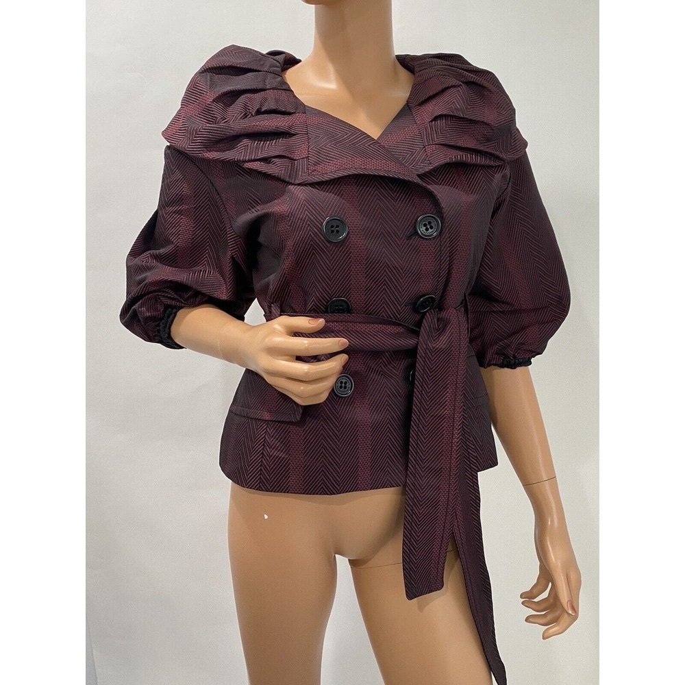 bcbgmaxazria blazer jacket burgundy Taffeta size Small. Balloon sleeves